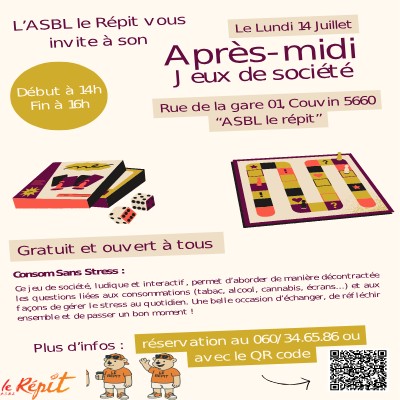 Activité jeu « Consom’ Sans Stress » - 14 juillet de 14h à 16h - Le Répit (Couvin)