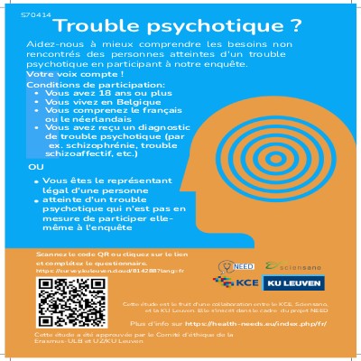 Appel à participation - Recherche sur les besoins non rencontrés des patient∙e∙s atteint∙e∙s d’un trouble psychotique