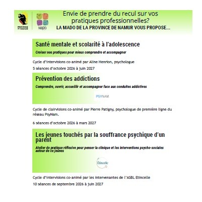 La MADO de la Province de Namur propose trois cycles d'intervisions